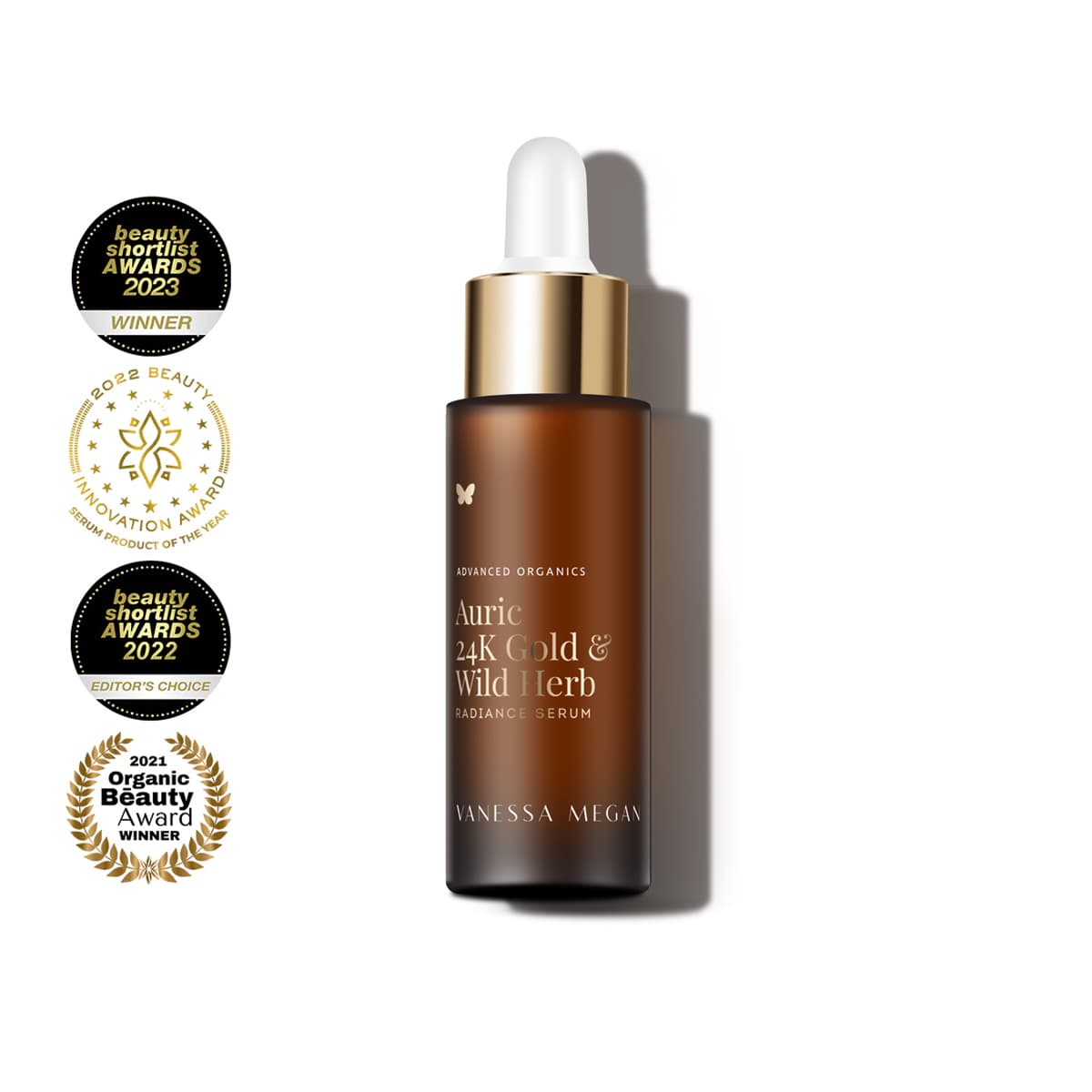 Rozjasňující pleťové sérum s 24k zlatem a divokými bylinami Auric 24k Gold + Wild Herb Radiance Serum
