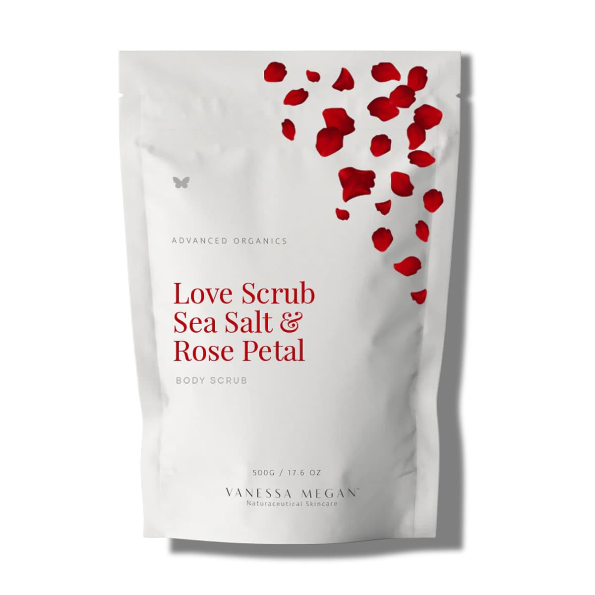 Tělový peeling s mořskou solí, esencemi a okvětními lístky růží Love Scrub